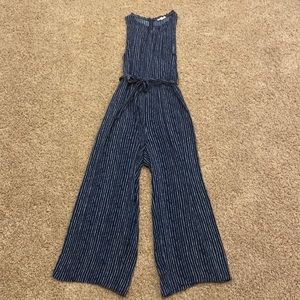 Navy and white lightweight wide legged jumpsuit